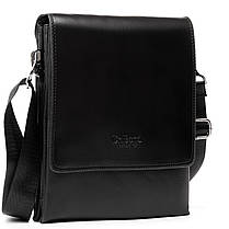 Сумка чоловіча чорна на плече на два відділи під однією загальною змійкою з екошкіри середня Dr. Bond 226-2, фото 2