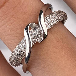 Срібне кільце родоване з фіанітами РН-644