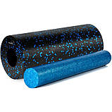 Масажний набір PowerPlay PP_4015 EPP Foam Roller Set 4in1 (2-ва роли + 2-ва м'ячі) Чорно-синій, фото 3