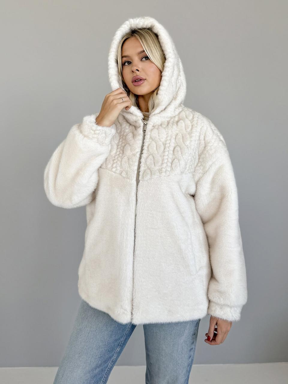 Шуба жіноча екохутро, утеплена, з капюшоном 0024 , 44-56 р.