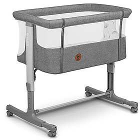 Ліжечко приставне дитяче Lionelo Aurora Grey Concrete (регулювання висоти, на коліщатках) Сірий