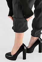 Жіночі зимові штани з полірованого велюру Штани на хутрі під манжет M-2XL Темно-сірий колір, фото 2