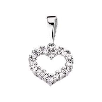 Підвіс срібний маленький сердечко з білими фіанітами