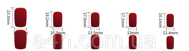 Размеры накладных ногтей