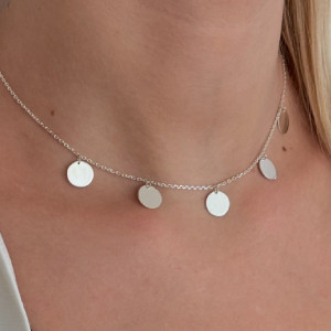 Срібне кольє родоване без каменів (кружечок 1 см) РН-647, фото 1