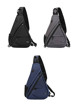 Чоловіча сумка-слінг на блискавці з кишенями та довгим ремінцем 40*27 см в різних кольорах Luna