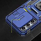 Броньований протиударний чохол для Samsung Galaxy A55 5G СИНІЙ чохол із підставкою і шторкою самсунг а55 5г, фото 6