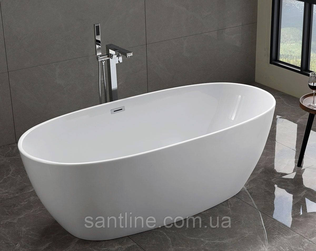 Ванна окремостояча 170х75х58 см акрилова Insana Florencia Slim WB овальна з сифоном і ніжками, фото 1
