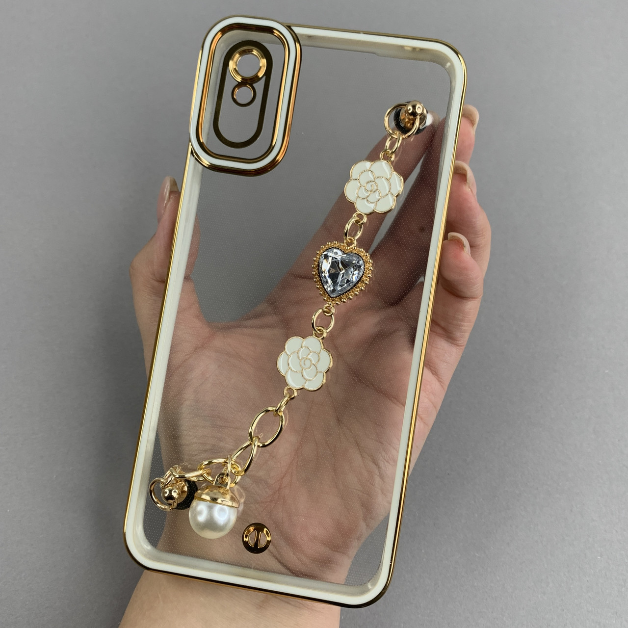 Чохол для Xiaomi Redmi 9A прозорий чохол з ланцюжком на телефон сяомі редмі 9а білий l0o