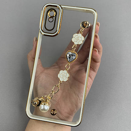 Чохол для Xiaomi Redmi 9A прозорий чохол з ланцюжком на телефон сяомі редмі 9а білий l0o, фото 1