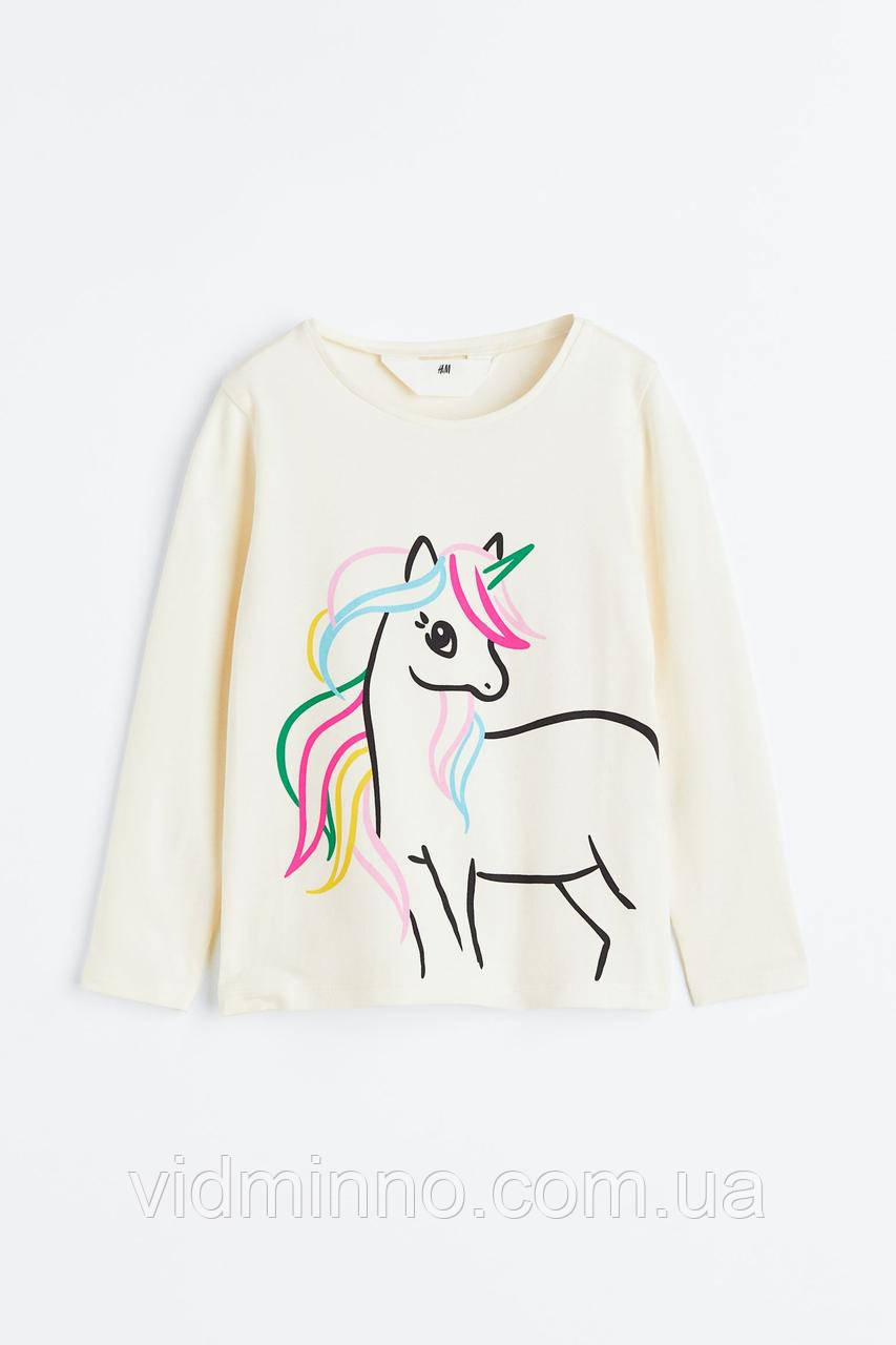 Кофта реглан лонгслів H&M на дівчинку р.134-140 - 8-10 років, 35079, дитяча, без утеплення, єдиноріг