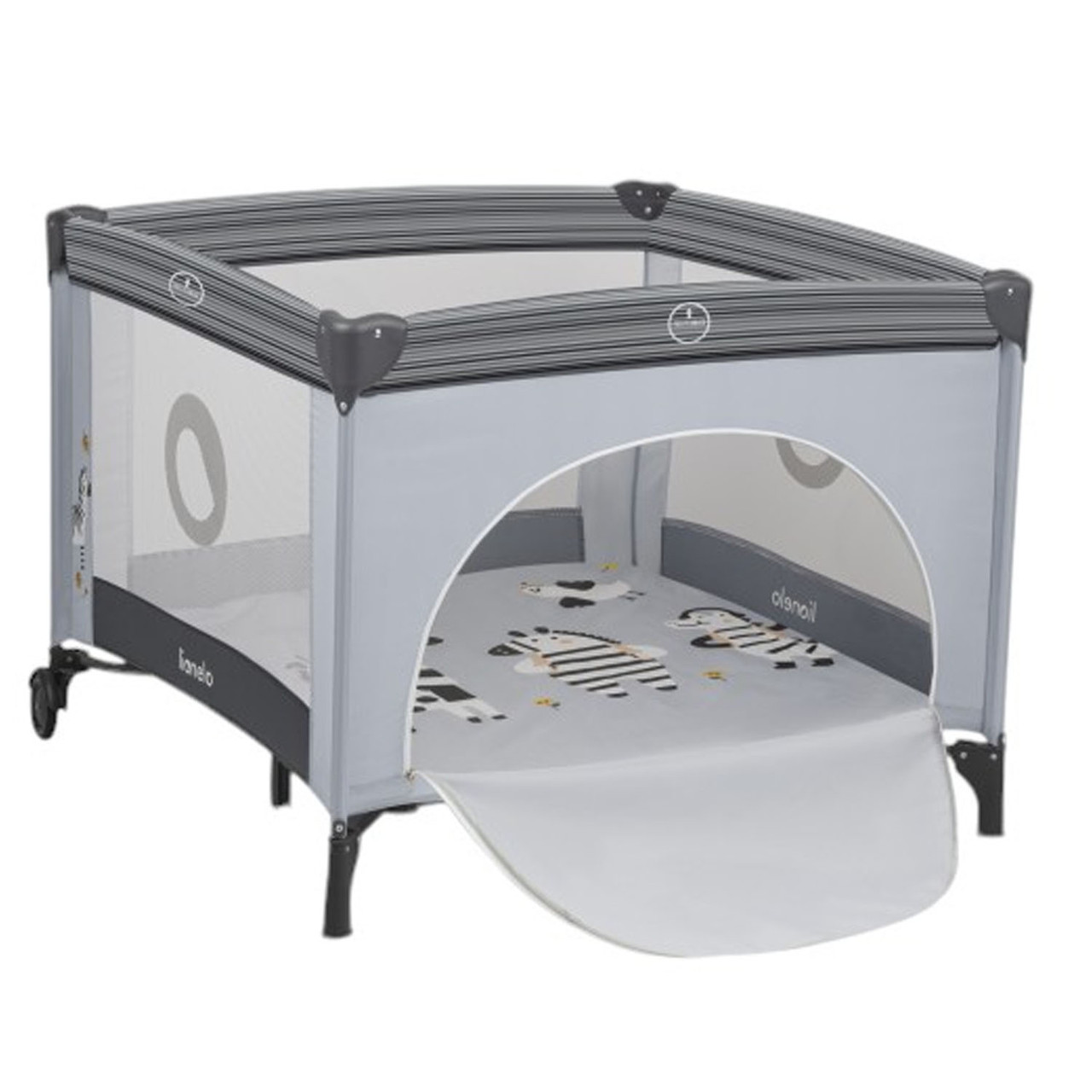 Манеж дитячий дитячий Lionelo Bonnie Grey Scandi (складний, сумка для зберігання) Сірий, фото 1