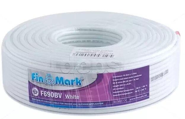 Кабель коаксіальний FinMark F690BV 75 Ом RG-6U, білий