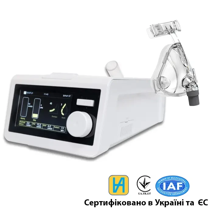Апарат неінвазивної вентиляції OXYDOC CPAP/BіPAP/ST з маскою та зволожувачем для лікування апное сну (Туреччина)