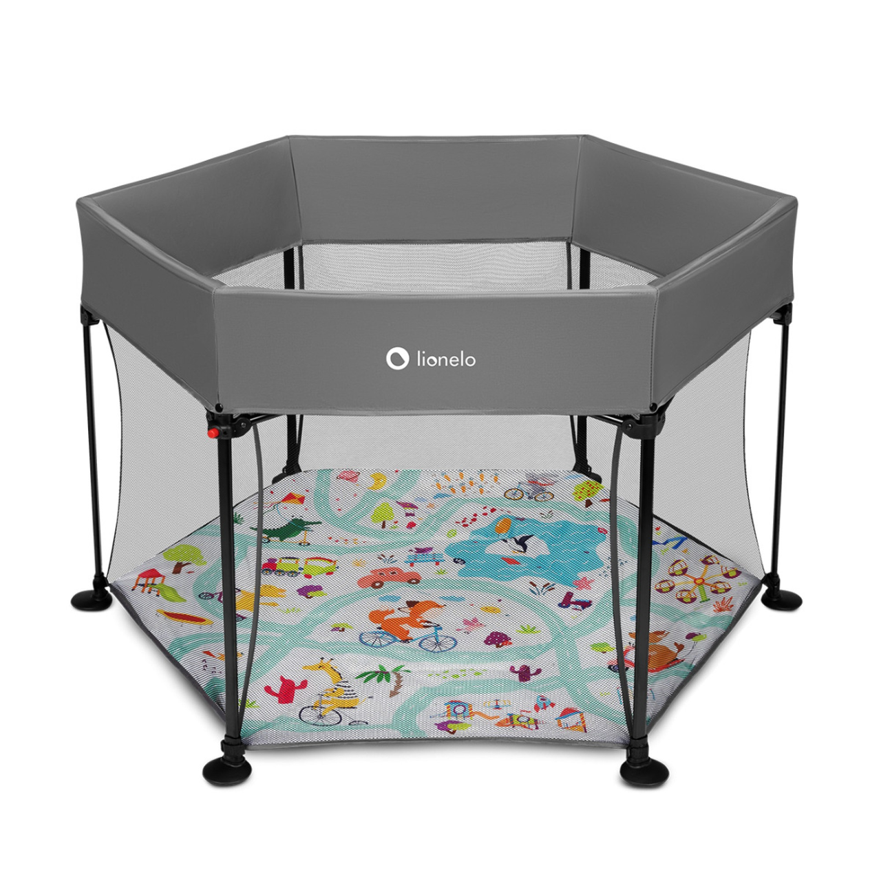 Манеж дитячий дитячий Lionelo Roel Grey Multicolor (складний, сумка для зберігання) Сірий, фото 1