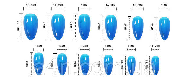 Накладные ногти - Интернет-магазин A4N Размеры накладных ногтей