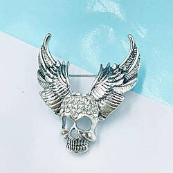 Значок, готична брошка Череп крила стрази/пін, пірати, байкери, Брошка на Хелловін