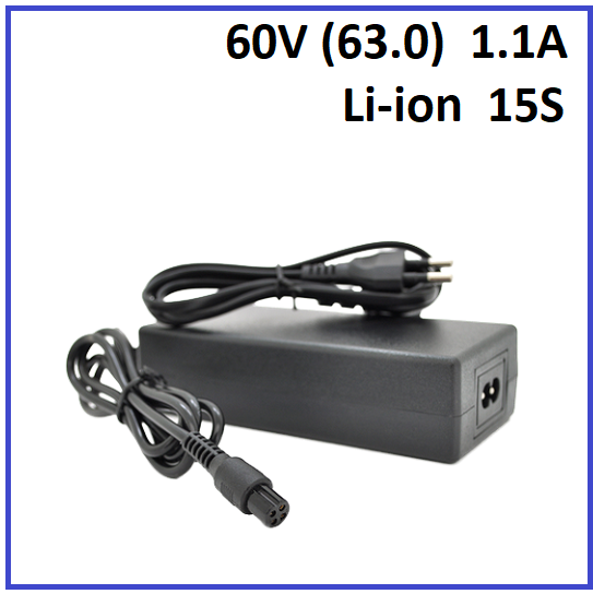 Зарядний пристрій для акумуляторів Li-ion 60V (63.0) 15S до 1.1A штекер 4-pin