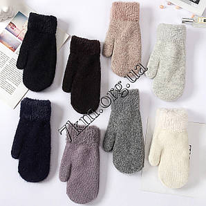 Рукавички жіночі подвійні з хутром Оптом для дівчаток "Акуратні" F6516