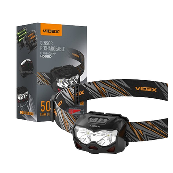 Ліхтарик LED налобний 500Lm 5000К чорний VLF-H055D Videx