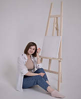 Підлоговий дерев'яний мольберт для малювання BrushMe з регулюванням та фіксаторами №40