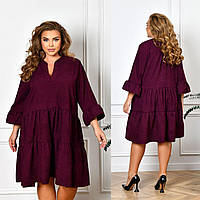 Вельветовое женское платье разлетайка большого размера
