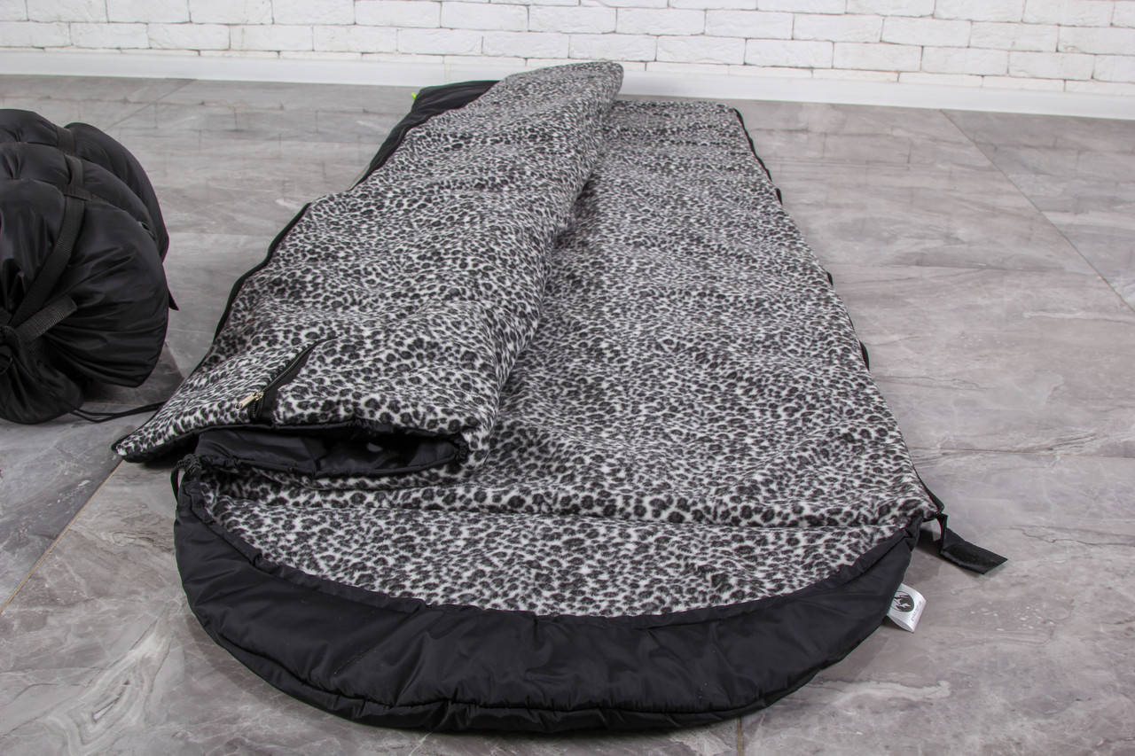 

Спальный мешок на флисе, мех, спальник туристический для похода, для холодной погоды!, Синий