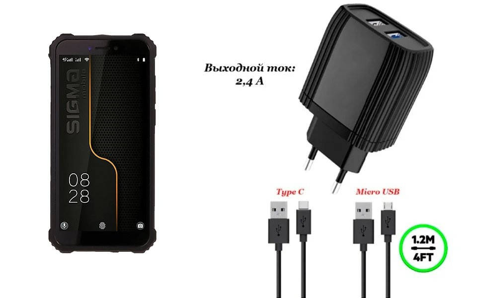 

Сетевое зарядное устройство для Sigma mobile X-treme PQ39 Ultra, Черный