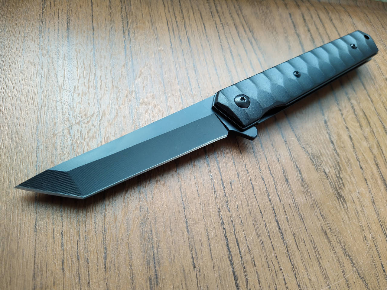 

Нож складной, для танто(самурайский) с клипсой(на пояс) и чехольчиком, Черный