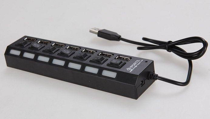

USB 2.0 HUB 7 портов ХАБ с кнопками и LED / разветвитель/концентратор