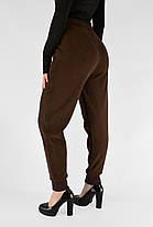 Жіночі зимові штани в рубчик (вельвет) Штани на хутрі під манжет M-2XL Темно-коричневий колір, фото 4