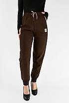 Жіночі зимові штани в рубчик (вельвет) Штани на хутрі під манжет M-2XL Темно-коричневий колір, фото 5