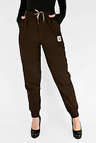 Жіночі зимові штани в рубчик (вельвет) Штани на хутрі під манжет M-2XL Темно-коричневий колір, фото 2