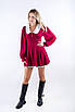 Плаття міні з емітацією корсету та комірцем бургунді 83356 (2000000137094), фото 2