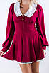 Плаття міні з емітацією корсету та комірцем бургунді 83356 (2000000137094), фото 3