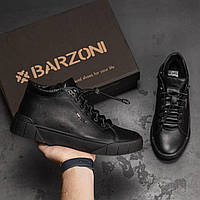 Повсякденні чоловічі черевики зі шкіри, теплі зимові черевики чоловічі на хутрі, чорні шкіряні черевики чоловічі