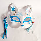 Маска Кіцуне Японської Лиси Kitsune блакитна №1, 18х17 см, фото 2