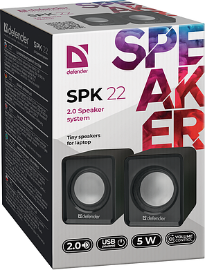 Акустика Defender #1 2.0 SPK 22 2х2,5W USB Black (65503), фото 3