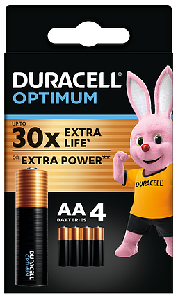 Лужні батарейки Duracell Optimum AA, 4 шт., фото 1