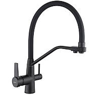 Смеситель для кухни с подключением фильтрованной воды Mexen Duo Black черный