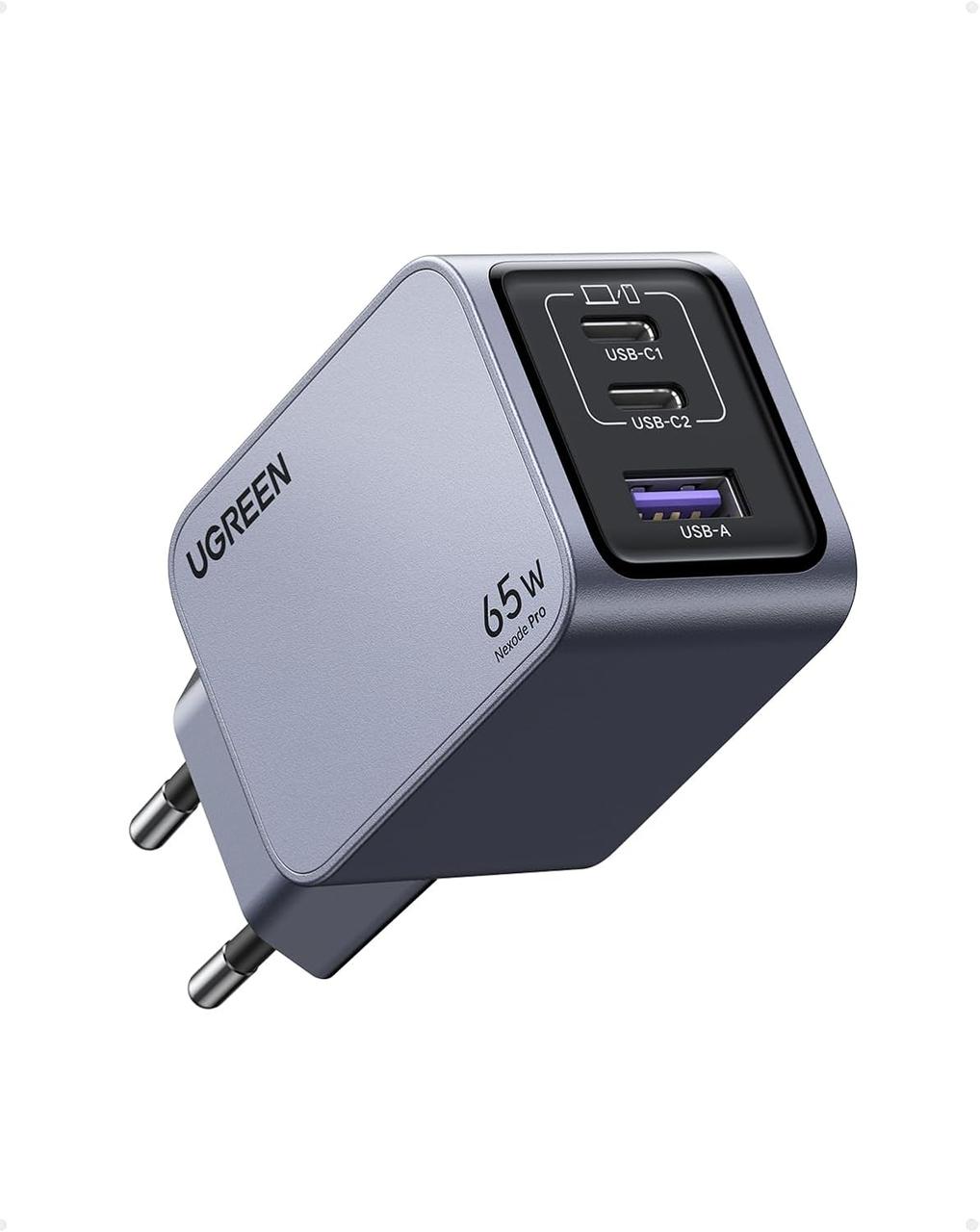 Зарядний пристрій мережевий Ugreen Nexode Pro 65 W GaN Charger Mini USB C з 3 портами Grey (X755)