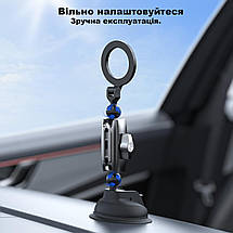 Магнітний алюмінієвий тримач з автомобільною присоскою для телефону 360° для Magsafe TELESIN, фото 3