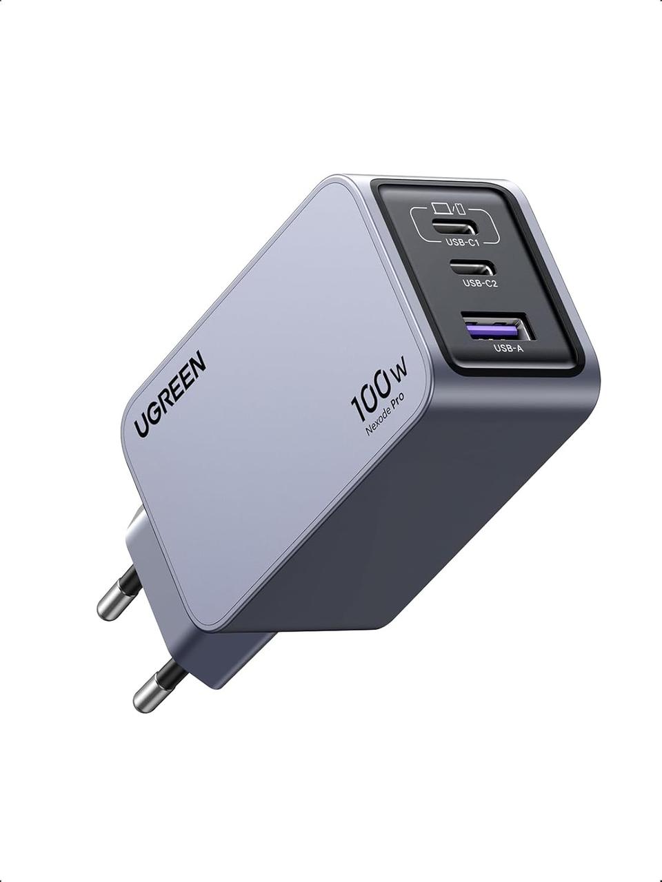 Зарядний пристрій мережевий Ugreen Nexode Pro 100 W GaN Charger Mini USB C з 3 портами Grey (X757)