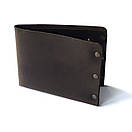 Шкіряний коричневий гаманець NORB з натуральної телячої шкіри на заклепках з фіксацією на кнопці ручної роботи, фото 9