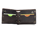 Шкіряний коричневий гаманець NORB з натуральної телячої шкіри на заклепках з фіксацією на кнопці ручної роботи, фото 10