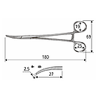 Затискач судинний Halsted-Mosquito, зігнутий, зубці 1:2. 18 см, J-17-036, фото 2