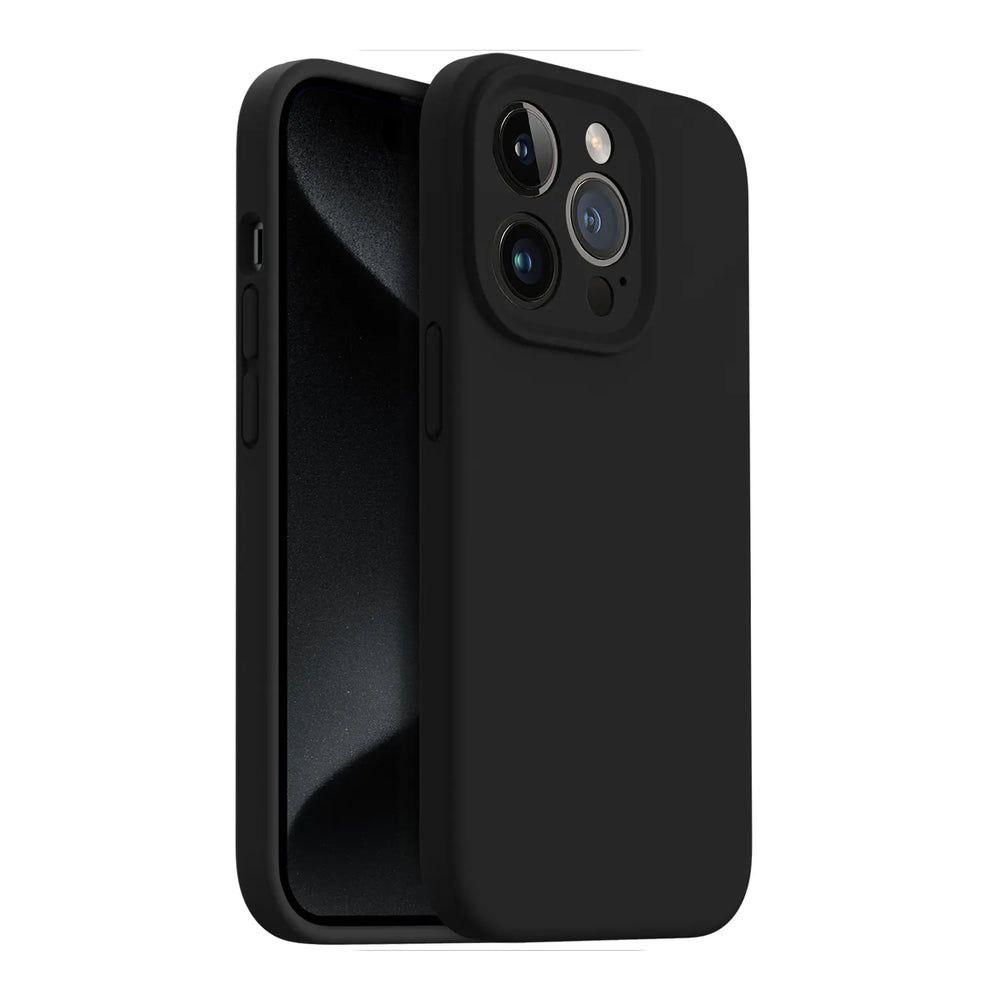 Силіконовий софт тач чохол із мікрофіброю Pierre для iPhone 15 Pro чорний