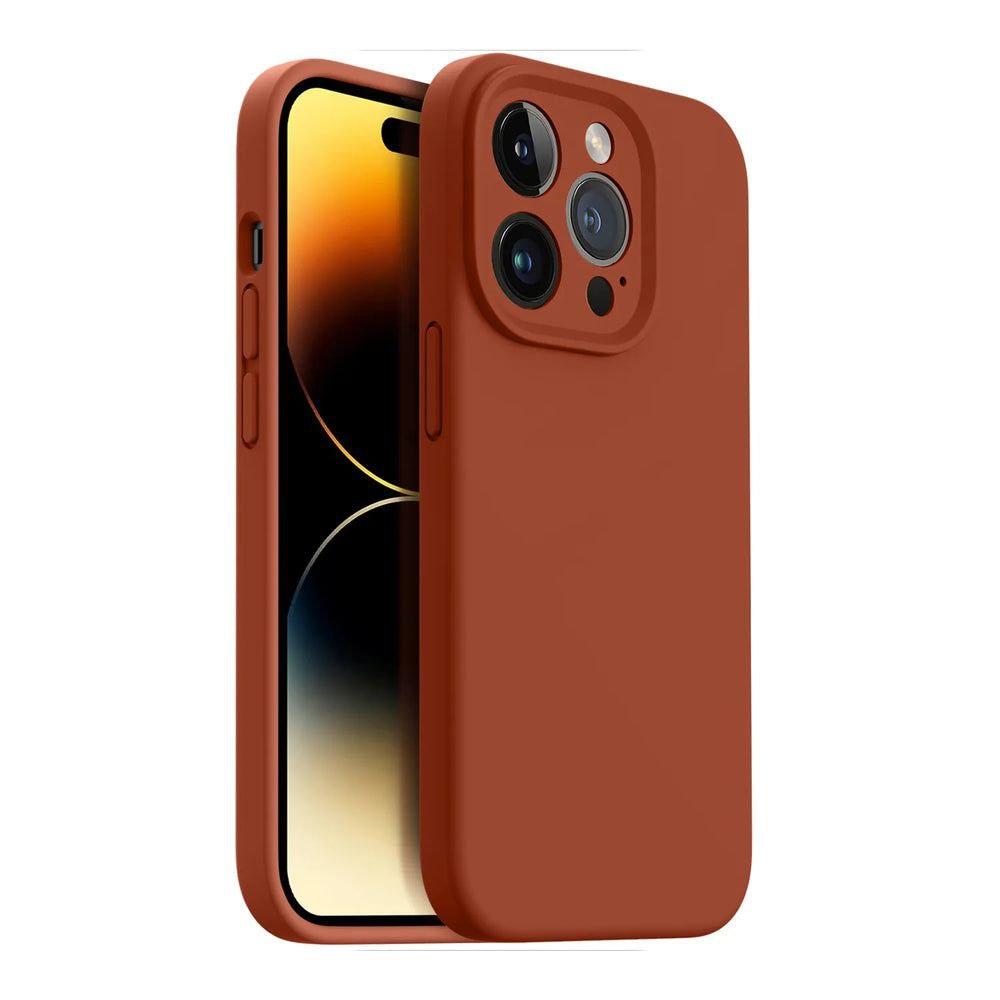 Силіконовий софт тач чохол із мікрофіброю Pierre для iPhone 15 Pro Max теракотовий