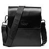 Сумка чоловіча чорна на плече на два відділи на змійках блискавках з екошкіри середня Dr. Bond 334-2, фото 7