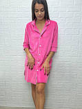 Жіночий халат велюр на х/б основі на гудзику колір рожевий, фото 2